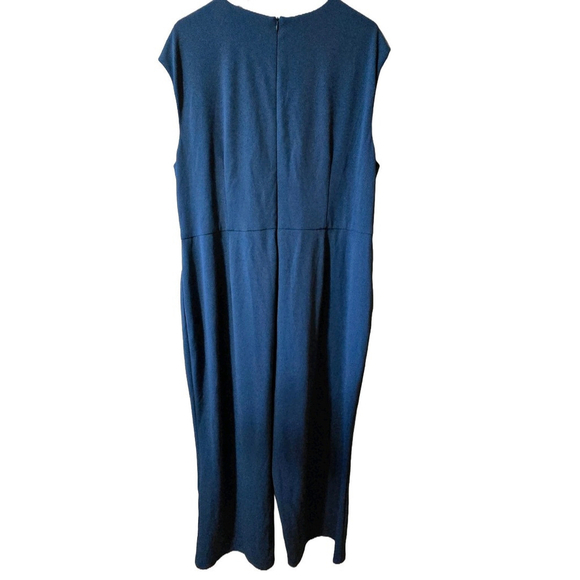 Maggy London Woman 18W Plus Size Teal Wide Leg Jumpsuit Sleeveless Wrap Office - Picture 3 of 7